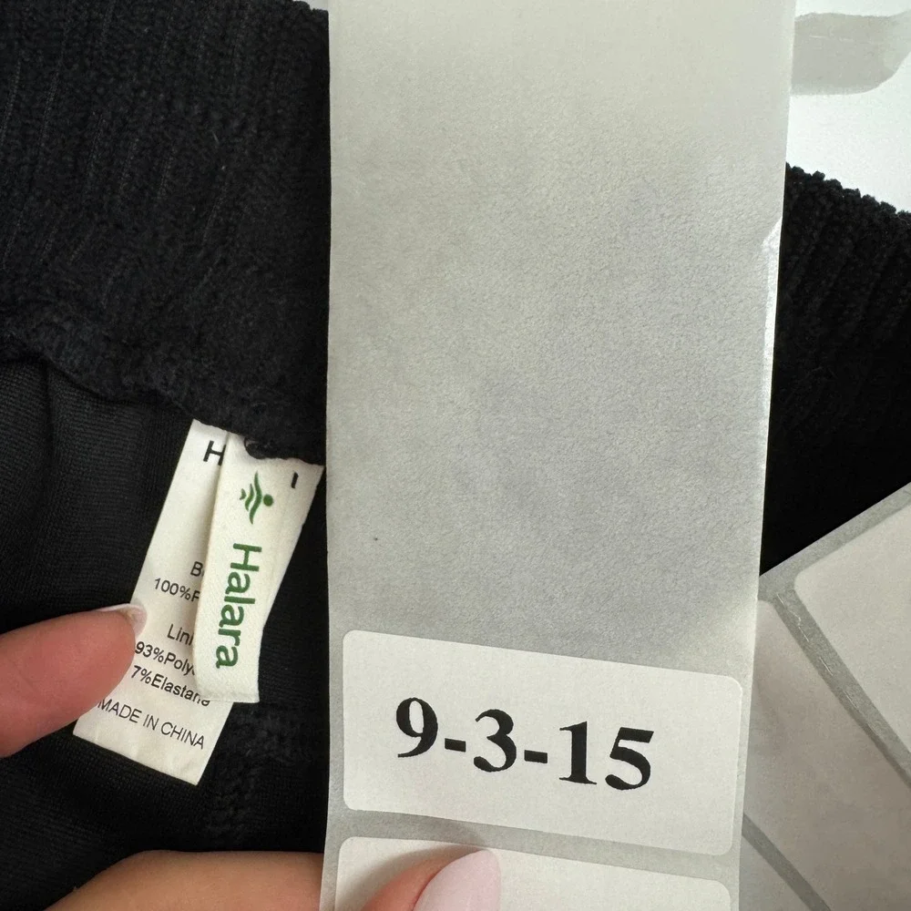 Halara Pants Womens Small Tall Black Corduroy Wide Leg High Waisted Casual - Picture 4 of 8